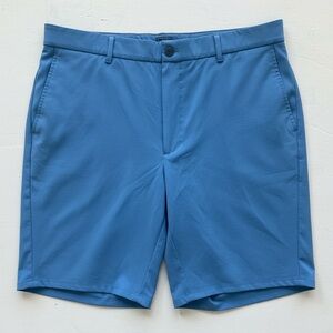 Johnnie-O 9” Men’s Mulligan Flat Front  Shorts Blue Size 36 Performance Golf